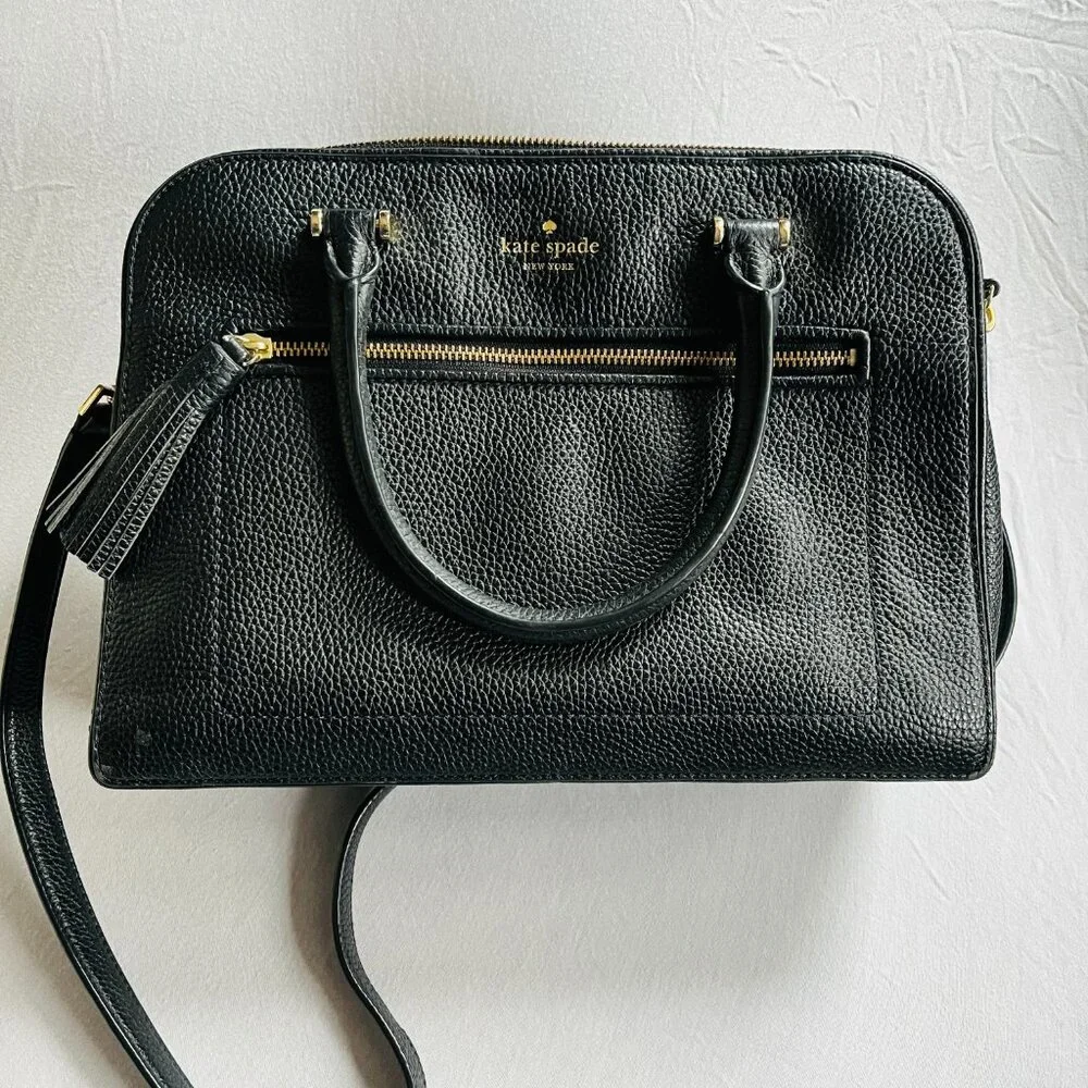 Kate Spade Chester Street Kalen Black Pebbled Leather Satchel Crossbody